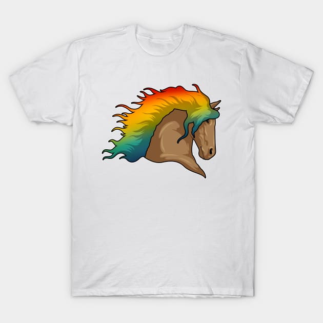 Horse with Rainbow Hairs T-Shirt by Markus Schnabel